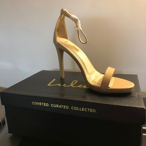 LULUS Loveliness Light Nude Ankle Strap Heels